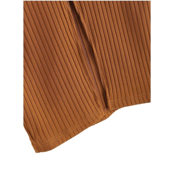 Used Camel Basic Plain Stretchy Ribbed Knit Split Skirt Maternity Option - Picture 5 of 8